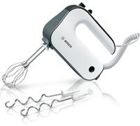 Bosch Elettrodomestici MFQ49300 - Miscelatore manuale a 5 livelli, 2 ganci per frusta e impastare, cavo a spirale, 850 W, colore: bianco/argento scuro
