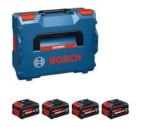 Bosch EXPERT 18V System Kit batterie a prestazioni elevate: 2 batterie EXBA 18V-55 + 1 caricabatterie rapido GAL 12V/18V-18, L-BOXX 136