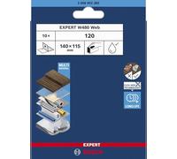 Bosch EXPERT W480 Web - 10 fogli abrasivi a mano 1/4 (per legno duro, colore su legno, Ø 115 x 140 mm, grana 120, accessori professionali per levigatura a mano)
