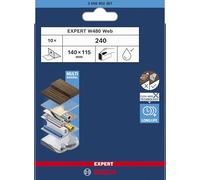 Bosch EXPERT W480 Web - 10 fogli abrasivi a mano 1/4 (per legno duro, colore su legno, Ø 115 x 140 mm, grana 240, accessori professionali per levigatura a mano)
