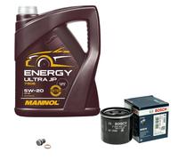 Bosch Filtro Olio 5 L mannol Energia Ultra JP 5W-20 per Hyundai i10 1.1