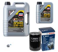Bosch Filtro Olio 6L Liqui Moly Top Tec 4100 5W-40 per VW Seat Caddy II Box 1.9