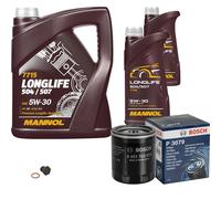 Bosch Filtro Olio 7 L mannol 5W-30 Longlife per Opel Frontera B 2.2i