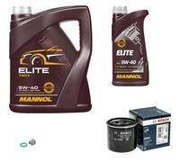 Bosch Filtro Olio motore 6L mannol Elite 5W-40 per Nissan Renault Note 1.2 Clio