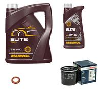 Bosch Filtro Olio motore 6L mannol Elite 5W-40 per Nissan Renault Note 1.2 Micra
