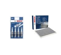 Bosch FQR8LEU2 N40, Candele Nichel, Set di 4 & R2537 Filtro Abitacolo Ai Carboni Attivi, 5.9 x 5.9 x 5.9 Cm