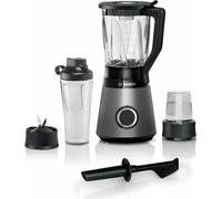 Bosch Frullatore con Bicchiere Capacità 1.5 Litri Potenza 1200 Watt 2 Velocità + Pulse con Accessori colore Nero e Argento - MMB6177S VitaPower Serie 4