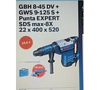 BOSCH / GBH 8-45 DV , 12,5 J + GWS 9-125 S + PUNTA SDS-MAX mm.22 - COMBI SET