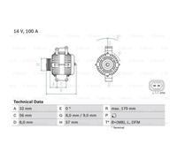BOSCH Generatore Alternatore 100A 14V per Opel Astra G Cc Zafira A Vectra C