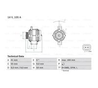 BOSCH Generatore Alternatore 105A 14V Per Opel Meriva B Monovolume