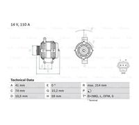 BOSCH Generatore Alternatore 110A 14V Per Ford Transit Pritsche/Fahrgestell