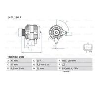 BOSCH Generatore Alternatore 110A 14V Per Nissan Kubistar Kasten Micra III