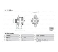 BOSCH Generatore Alternatore 120A 14V per Ford Focus II Cabriolet Da _ Hcp Dp