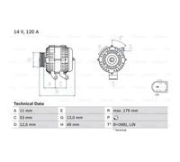 BOSCH Generatore Alternatore 120A 14V Per Ford Mondeo IV Berlina
