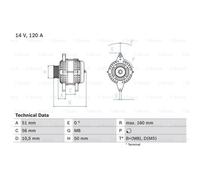 BOSCH Generatore Alternatore 120A 14V Per Opel Vectra B Caravan 31 Astra F T92
