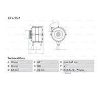 BOSCH Generatore Alternatore 55A 14V Per Ford Orion I AFD Escort III Turnier
