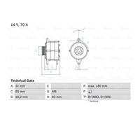 BOSCH Generatore Alternatore 67A 14V Per Nissan Primera Hatchback P10