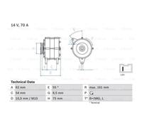 BOSCH Generatore Alternatore 70A 14V Per Peugeot J5 Kasten CX II Break