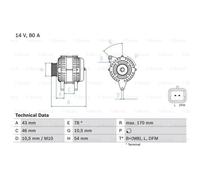 BOSCH Generatore Alternatore 80A 14V Per Lancia Phedra Peugeot Partner