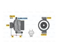 BOSCH Generatore Alternatore 90A 14V Con Mehrfachriemenscheibe per Ford Ka Van