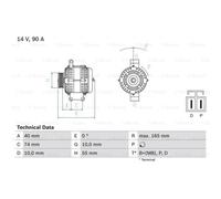 BOSCH Generatore Alternatore 90A 14V Per Mazda 6 Station Wagon Hatchback