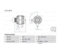 BOSCH Generatore Alternatore 90A 14V per VW Lt 28-46 II Pritsche/Telaio