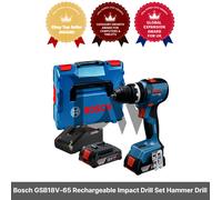 Bosch GSB18V-65 Trapano avvitatore a percussione ricaricabile 2,0 Ah 2B set t...