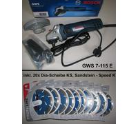 Bosch Gws 7-115 Smerigliatrice Angolare + 20x Speed K Massetto 115 Lama Arenaria