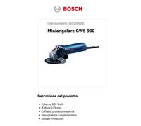 BOSCH GWS 900 SMERIGLIATRICE ANGOLARE Ø 125 mm 900 W FLESSIBILE PROFESSIONAL