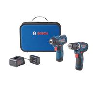 BOSCH GXL12V-220B22 - Kit combinato brushless con trapano da 3/8", avvitatore esagonale da 1/4" e 2 batterie da 2,0 Ah, kit brushless da 12 V