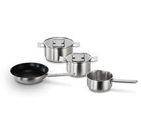 Bosch HEZ9SE040 - Set di 4 utensili da cucina, 3 pentole, 1 padella per fornelli elettrici e piani cottura a induzione, prodotto in Germania