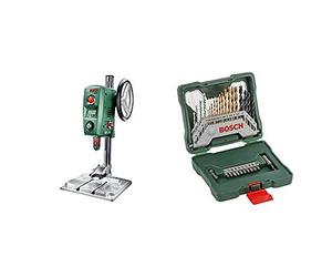 Bosch Home and Garden 0603B07000 Trapano a Colonna per Acciaio e Legno, 710 W, Verde13 mm e 40 mm + Valigetta da 30 unità per forare e avvitare