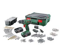 Bosch Home and Garden Trapano avvitatore a batteria LI-2 (2 batterie, 18 V, 241 accessori, 18 V, Nero-Rosso-Verde