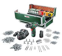 Bosch Home e Garden trapano avvitatore a percussione a PSB 10,8 LI-2, caricabatterie, 2 batterie, 508 accessori, Toolbox 10,8 V, 2,0 Ah, max, in acciaio/legno 8/20 mm, 060398390C