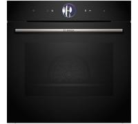 Bosch HSG7364B1, forno a vapore da incasso Smarter Serie 8, 60 x 60 cm, serbatoio dell'acqua da 1 l, nero, Made in Germany, autopulente, Air Fry, display a colori, aria calda 4D, Bosch Assist +