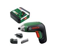 Bosch IXO8 Cacciavite a batteria (in dattatori angolare ed eccentrico, set di 10 bit e batteria, in scatola di stoccaggio)