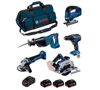 BOSCH Kit 0615990N39 (GSR 18V-55 + GWS 18V-10 + GKS 18V-57-2 + GSA 18V-LI + GST 18V-125 B + 3 x 4,0 Ah + GAL1880CV + Borsa)