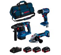 BOSCH Kit 0615A5007L (GWS 18V-8 + GSR 18V-45 + GBH 18V-22 + 3 x 4,0 Ah + GAL18V-40 + Borsa)