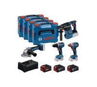 Bosch PRO 18V System Combo Kit: GSR 18V-65, GDX 18V-285, GBH 18V-26, GWS 18V-11, 2 batterie GBA 18V 5.0Ah, 1 batteria EXBA 18V 5.5Ah, GAL 12V/18V-80, 4 L-BOXX 136