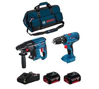 BOSCH Kit 18V BK207BAG (Martello Perforatore GBH 18V-21 + Trapano a Percussione GSB 18V-21 + 2 Batterie di 5,0 Ah + Caricabatterie + Borsa)
