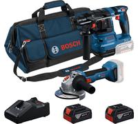 Bosch Kit 18V GBH 18V-22 + GWS 18V-8 + 2 Batterie 4 Ah + GAL 18V-40 + Borsa