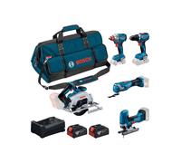 BOSCH Kit 18V (GSR 18V-65 + GDX 18V-285 + GKS 18V-57-2 + GOP 18V-34 + GST 18V-125 S + 2 x 5,0 Ah + GAL 12V/18V-80 + Borsa)