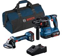 Bosch Kit 18V GWS 18V-7 + GBH 18V-22 - Smerigliatrice e Martello 2 Batterie 4Ah