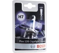 Bosch Lampadina Alogena H7 Plus 120 Gigalight, 12 V 55 W, con il 120% di Luce in più - Attacco PX26d - Confezione da 1 Lampadina