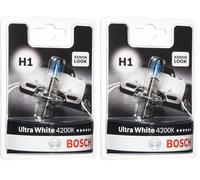 Bosch Lampadina Alogena Ultra White H1, 12 V 55 W, Look Moderno LED Bianco - Attacco P14,5s - Confezione da 2 Lampadina
