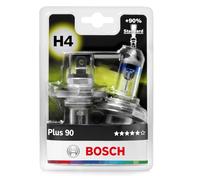 Bosch Lampadine Alogene H4 (472) Plus 90, 12V 60/55 W, con il 90% di Luce in più 90% - Attacco P43t - Confezione da 2 Lampadine