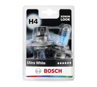 Bosch Lampadine Alogene Ultra White H4, 12 V 60/55 W, Look Moderno LED Bianco - Attacco P43t - Confezione da 2 Lampadine