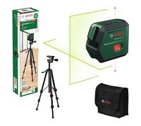 Bosch Livella laser multifunzione AdvancedLevel 2G con treppiede TT 120 (linee laser a croce autolivellate, linee laser verdi, batteria al litio da 3,6 V con ricarica USB-C, in confezione di cartone)