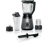 Bosch Frullatore con Bicchiere Capacità 1.5 Litri Potenza 1200 Watt 2 Velocità + Pulse con Accessori colore Nero e Argento - MMB6177S VitaPower Serie 4