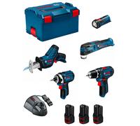 BOSCH Monster Kit Set K11 (GSR 12V-15 + GDR 12V-105 + GSA 12V-14 + GOP 12V-28 + GLI 12V-80 + 3x2,0 Ah + GAL1230CV + L-Boxx 238)